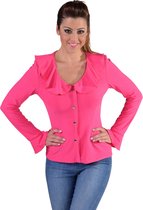 Magic By Freddy's - Glitter & Glamour Kostuum - Jersey Blouse Brede Kraag Roze Vrouw - Roze - Extra Small - Carnavalskleding - Verkleedkleding