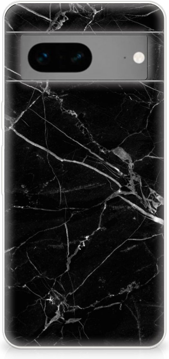 Google Pixel 7 TPU Siliconen Hoesje Marmer Zwart - Origineel Cadeau Vader