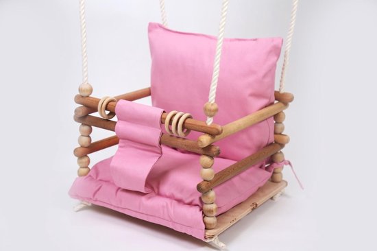 Luxe houten schommel - 3 in 1 meegroei schommel - Schommel met kussen - Baby Peuter Kleuter schommel - Baby swing - Verstelbaar Schommel - Babyswing