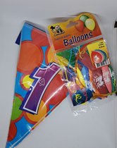 versierpakket 1 jaar vlaggenlijn en ballonnen voor leuk verjaardagsfeestje eerste jaar