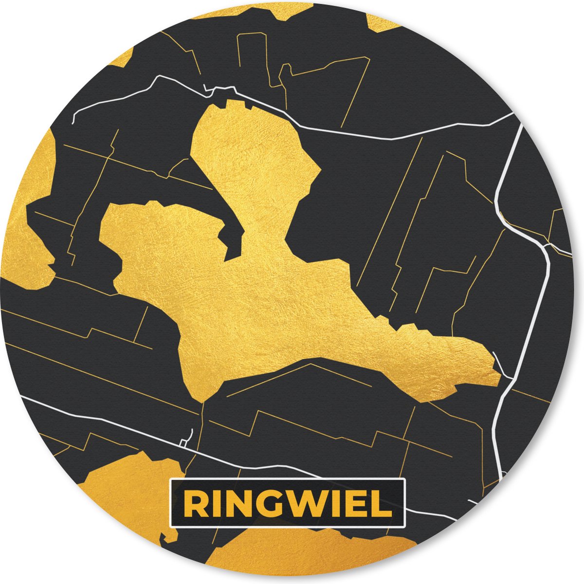 Muismat rond 50x50 cm - Mousepad Kaart - Plattegrond - Stadskaart - Nederland - Ringwiel - Ronde muismatten - Stadskaart