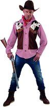Magic By Freddy's - Cowboy & Cowgirl Kostuum - Prairie Jager Cowboy Hemd En Vest Man - Rood - Medium - Bierfeest - Verkleedkleding