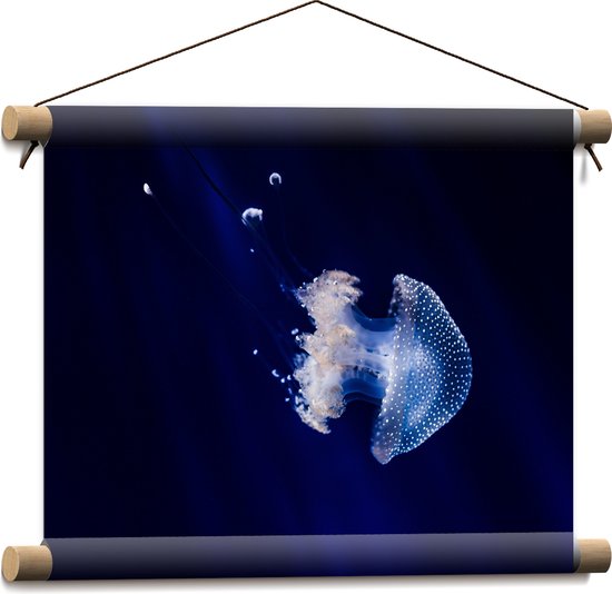 WallClassics - Textielposter - Witte Kwal onder Blauw Water - 40x30 cm Foto op Textiel