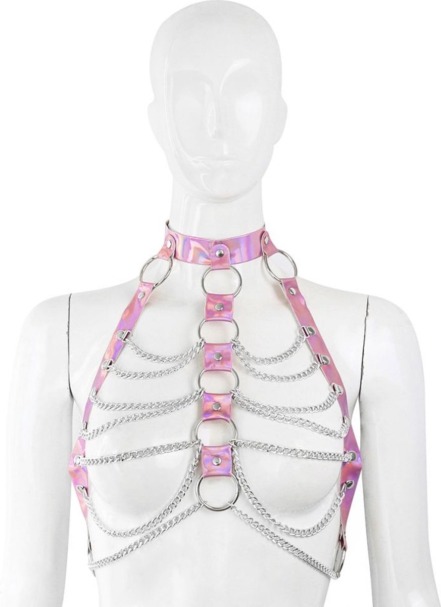 Fixxx - Kettingen Top - Lakleer - One Size - Reflection - Lichtroze