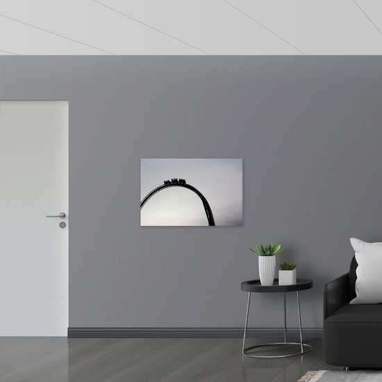 WallClassics - Dibond - Silhouette de Montagne Russe - 90x60 cm Photo sur Aluminium (Décoration murale en métal)