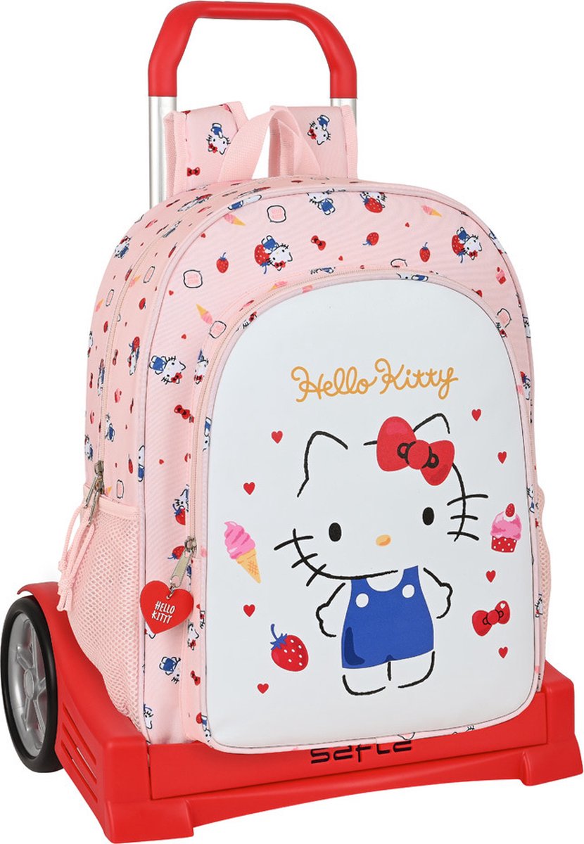 Hello Kitty - Rugzak - Trolley - Happiness Girl - Roze Wit - (33 x 42 x 14 cm)
