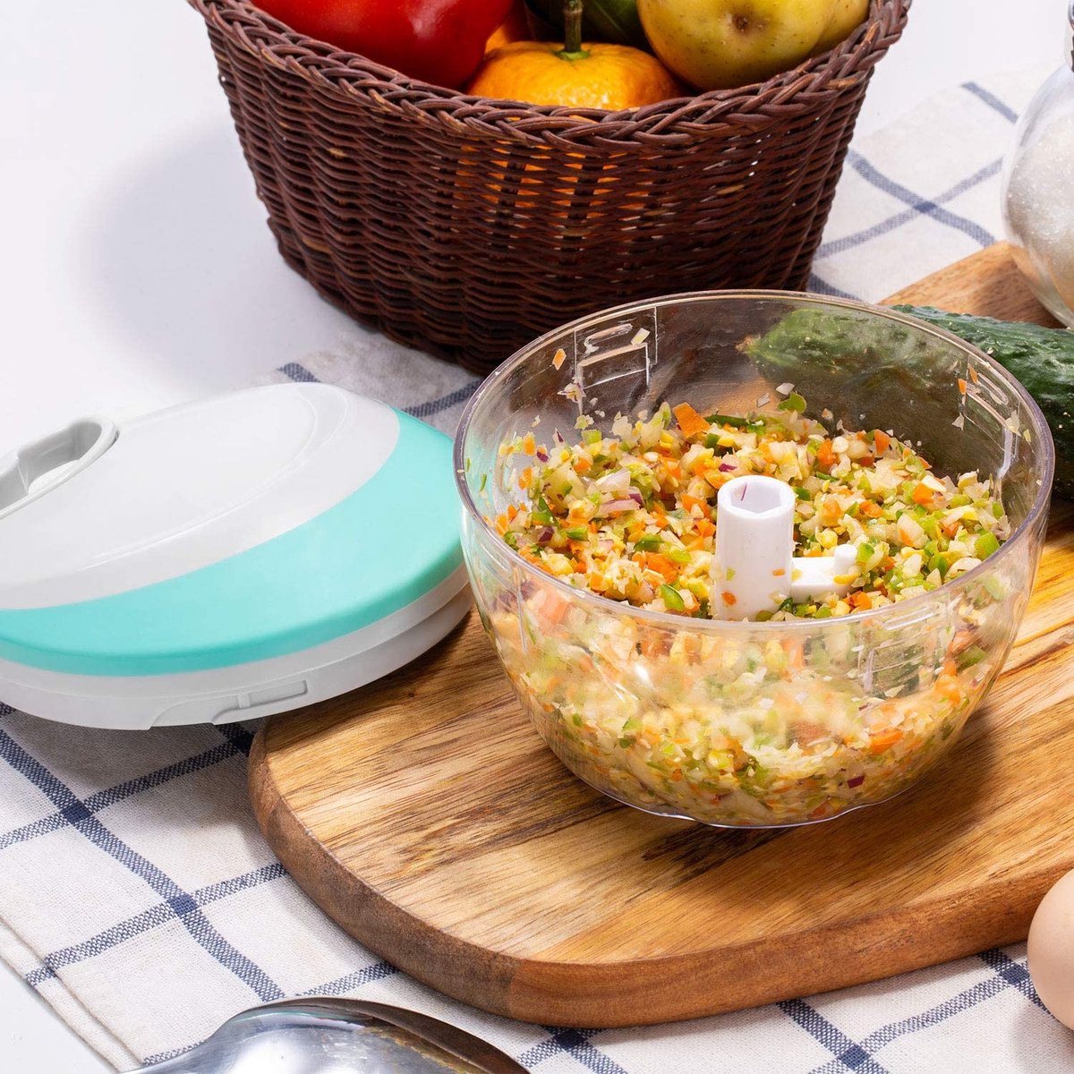 Mini Hachoir Manuel à Tirer - Hachoir à Légumes - Salade/ail Pour  Salsa/Pesto/oignons