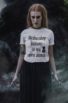 Rick & Rich - Wit T-shirt - Spirit animal - The Addams Family - Gothic T-shirt - Wednesday T-shirt - Wit Wednesday T-shirt - Wit T-shirt maat XL - T-shirt met ronde hals - Wednesday Addams