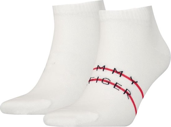 Tommy Hilfiger Sneaker Th Stripe (2-pack) - heren enkelsokken - wit gestreept - Maat: 43-46