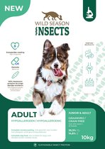 Wild Season Insects - Adult - Graanvrij- Hypoallergeen - Kwaliteit Eiwitrijk Hondenvoer - 10 Kilogram - Insectenhondenvoer - Hondenvoer - Insecten - Hond - Voer