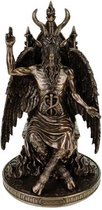 MadDeco - bronskleurig beeldje - Baphomet op troon - lichaam man en hoofd van geit - polystone - handgemaakt - 24 cm hoog