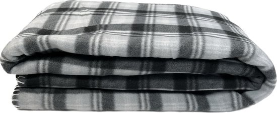 Fleece Deken - Ruit - 160x200cm - Grijs, Zwart - Polyester - 100% Microfibre - TV Deken - Plaid - Warmte Deken Voor op de Bank - Fleece Blanket - Warmth Blanket For the Couch - Bank Deken - Blanket - Deken