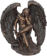 MadDeco - bronskleurig beeldje - engel Lucifer - lichtbrenger - duivel voor zijn val - polystone - handgemaakt - 17 cm hoog