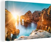 Canvas Schilderij Zonsopkomst bij de kust van Algarve in Portugal - 30x20 cm - Wanddecoratie