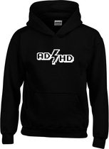 Hoodie - ADHD - ACDC - PARODIE - Kado - Cadeau - Tekst - Zwart - Unisex - Maat S