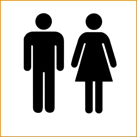 Sticker toilette - Symbole messieurs et dames - lot de deux - noir - H 10 cm - sticker bureau - panneau toilette - pictogramme toilette - sticker porte