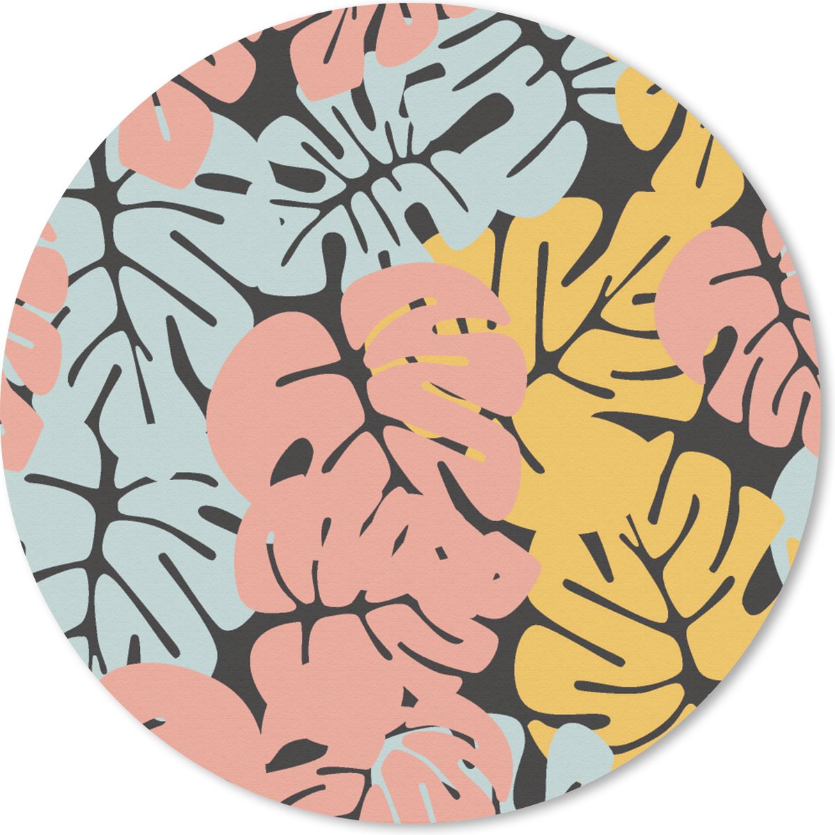 Muismat rond 30x30 cm - Mousepad Monstera - Hawaii - Design - Pastel - Ronde muismatten