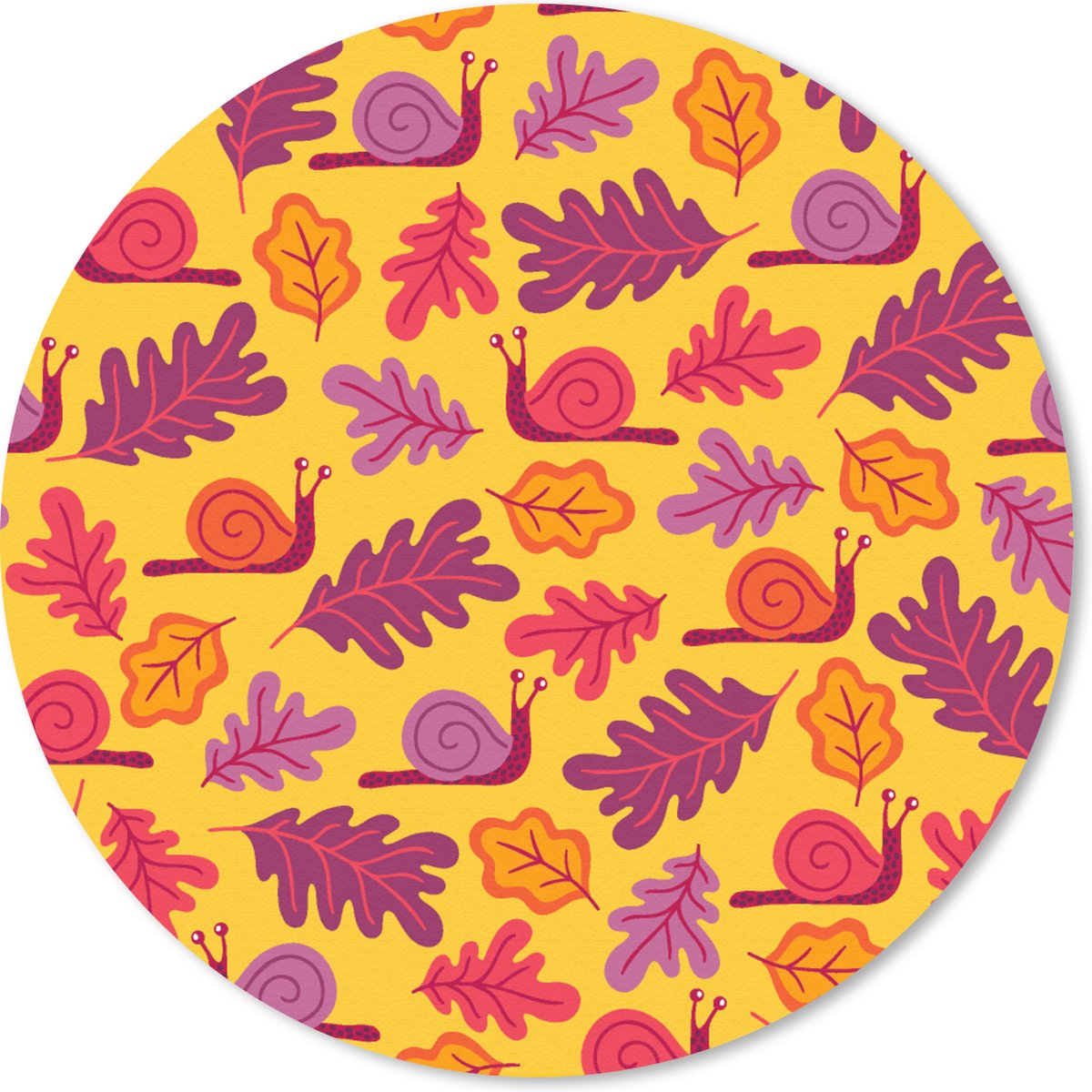 Muismat rond 30x30 cm - Mousepad Herfst - Slakken - Patronen - Ronde muismatten