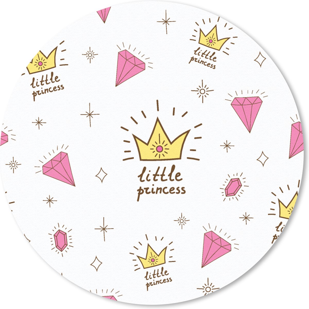 Muismat rond 30x30 cm - Mousepad Prinses - Patronen - Quote - Kroon - Ronde muismatten