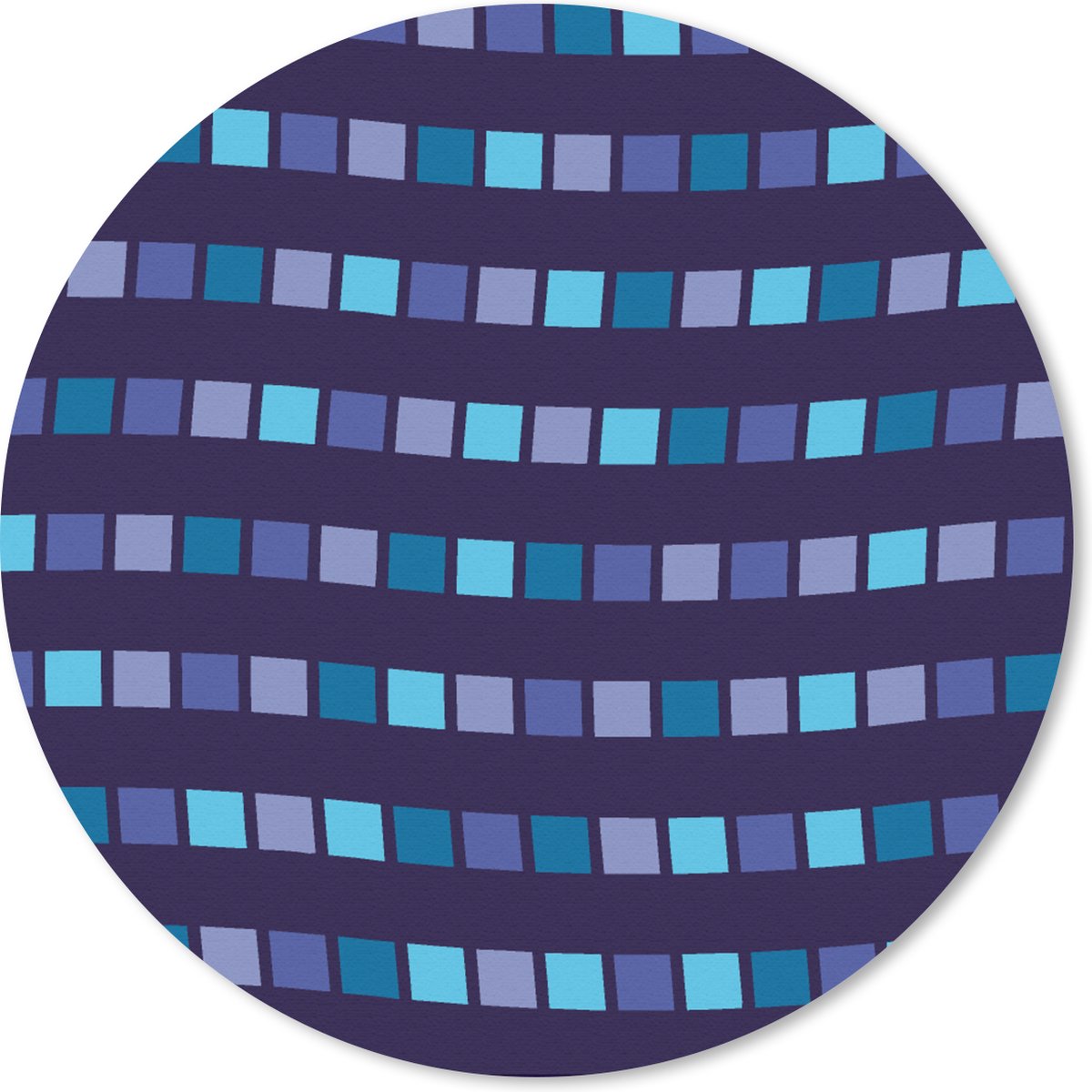 Muismat - Mousepad - Rond - Blokken - Waves - Patronen - 50x50 cm - Ronde muismat