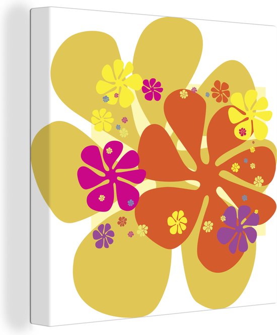 Selectiekader weten Gloed Canvas Schilderij Flower power bloemen explosie - 90x90 cm - Wanddecoratie  | bol.com