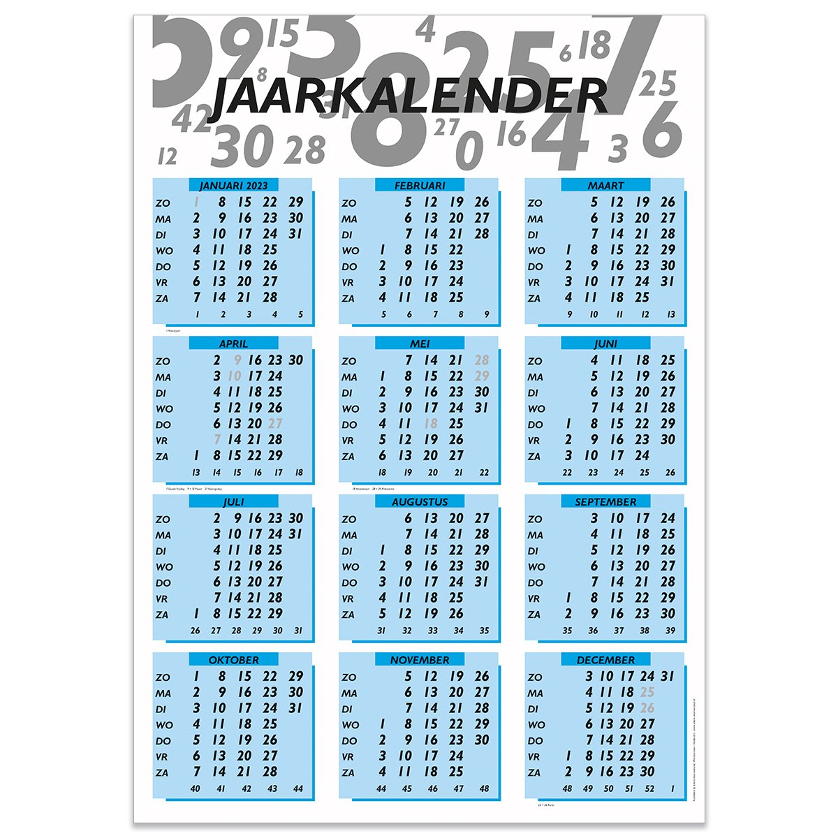 Jaarposter kalender 2023 | Poster | A2 | 42x59,4 cm