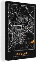 Peinture sur Toile Plan de Ville – Carte – Allemagne – Or – Goslar – Carte - 80x120 cm - Décoration murale