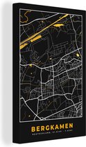 Peinture sur Toile City Map – Map – Bergkamen – Or – Allemagne – Map - 80x120 cm - Décoration murale