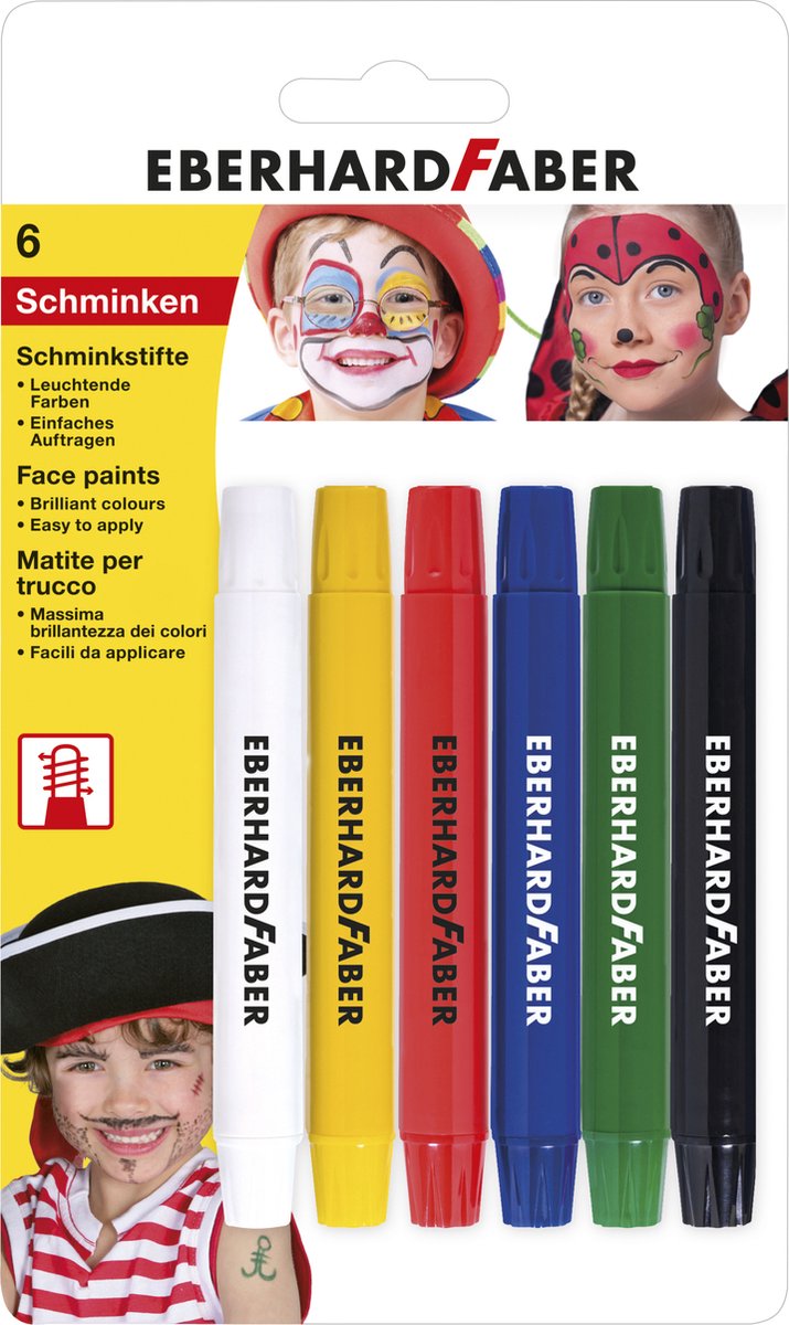 Eberhard Faber schminkstiften - draaibaar - set 6 kleuren op blisterkaart - EF-579107