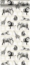 ESTAhome behangpapier dieren met stippen glanzend wit en zwart - 128712 - 53 cm x 10,05 m