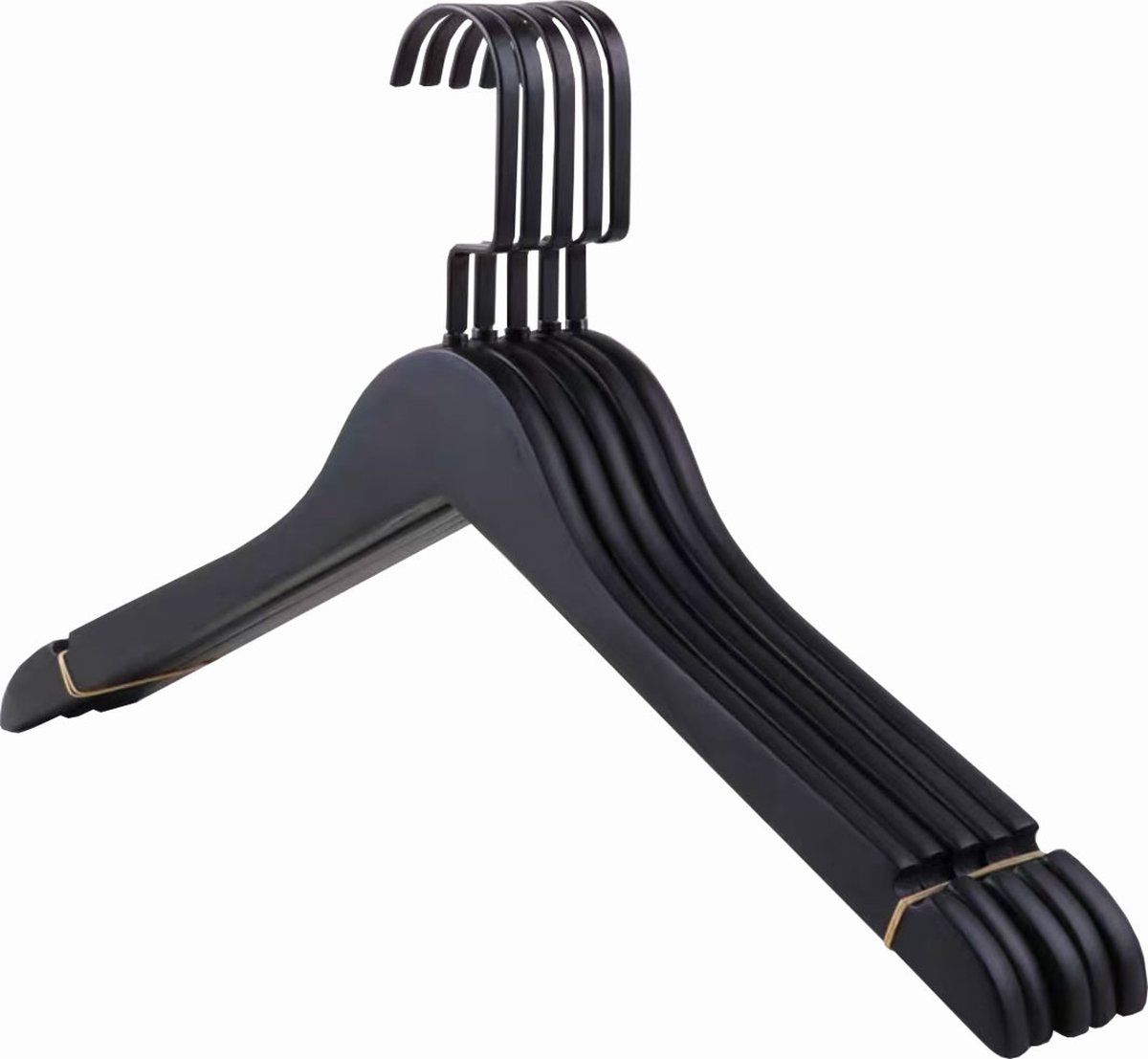 Kledinghangers Malou | Zwarte kledinghangers | Kleerhangers | Luxe Hangers | Kleding | Kapstok | Zwart | Strak Design | Set van 5 luxe kledinghangers