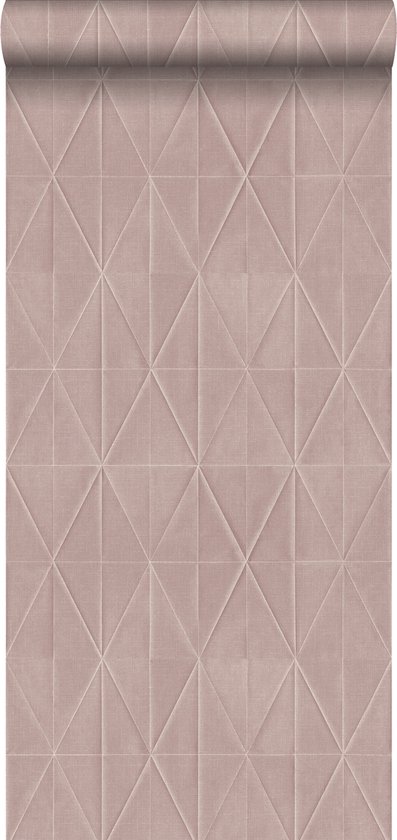 ESTAhome eco-texture vliesbehang origami motief zalmroze - 148709 - 0,53 x 10,05 m