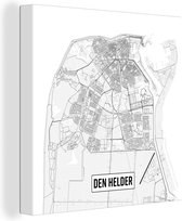 Tableau sur Toile City Map Den Helder - 90x90 cm - Décoration murale - Carte
