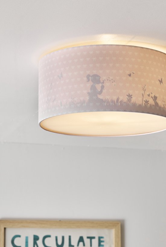 Plafondlamp Babykamer Dandelion Roze - Meisjes Lamp Schaduw Silhouette  effect -... | bol.com
