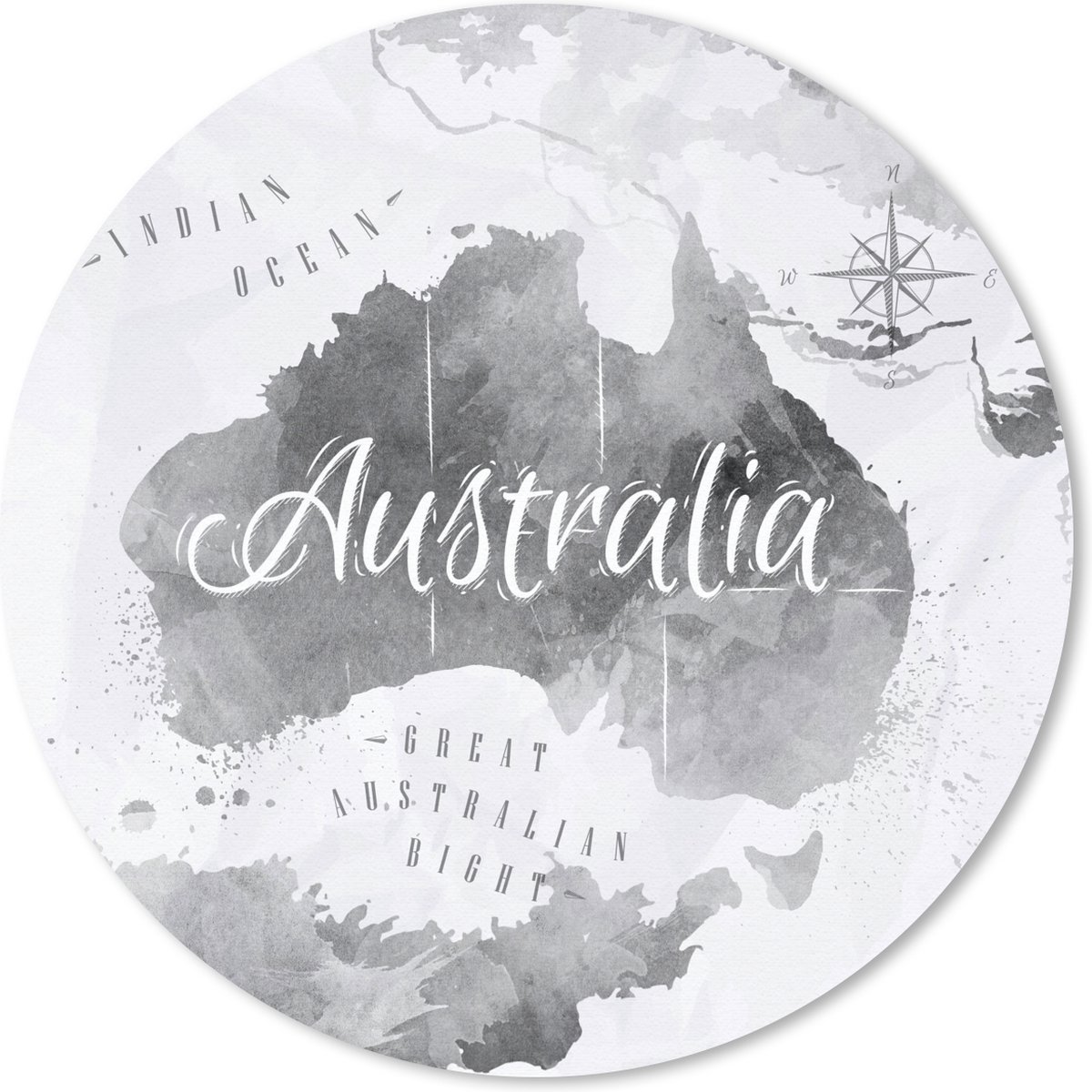 Muismat rond 30x30 cm - Mousepad Australië - Wereldkaart - Waterverf - Ronde muismatten
