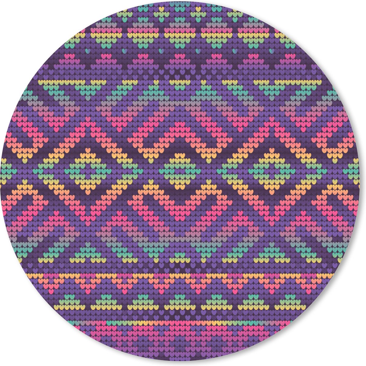 Muismat rond 40x40 cm - Mousepad Breien - Patronen - Regenboog - Ronde muismatten