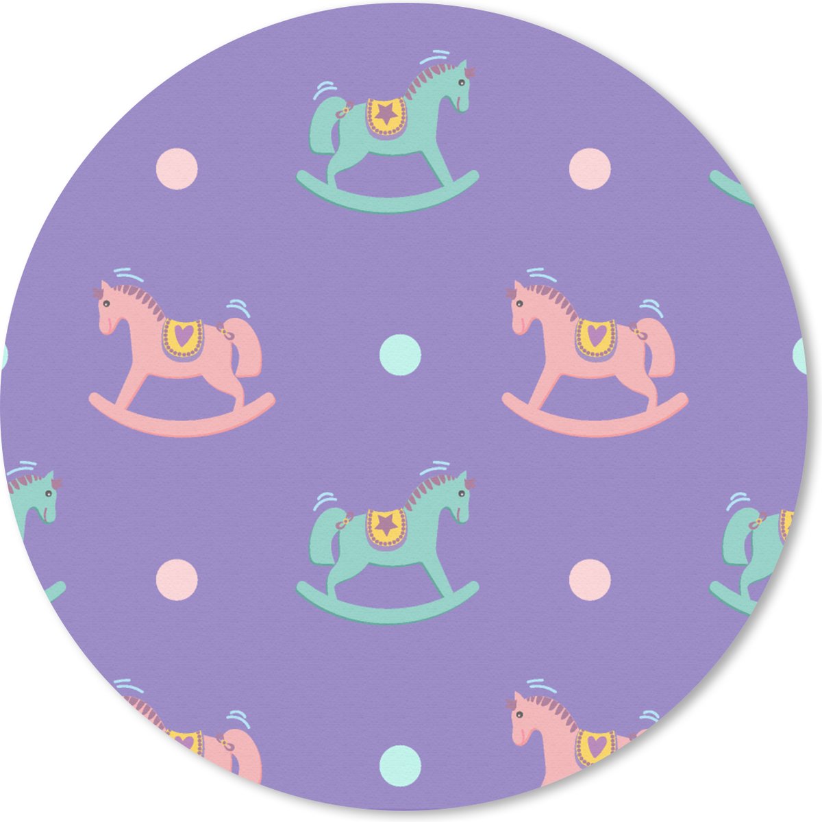 Muismat rond 30x30 cm - Mousepad Hobbelpaard - Patronen - Geboorte - Ronde muismatten