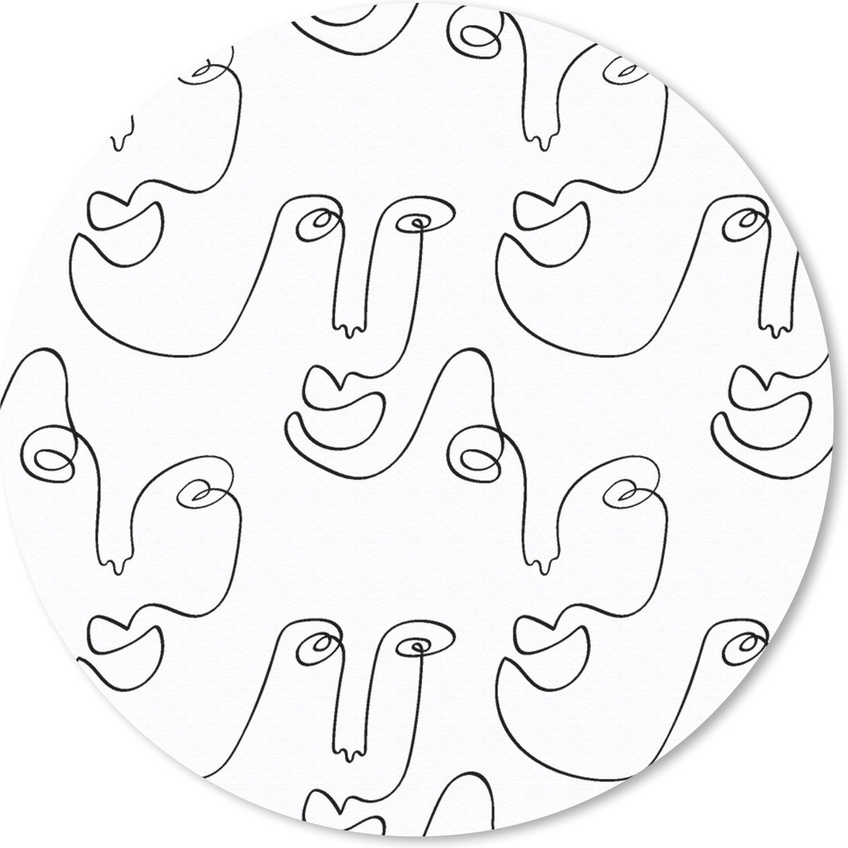 Muismat rond 20x20 cm - Mousepad Line Art - Gezicht - Patronen - Ronde muismatten