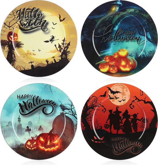 Geven helling Zes Halloween decoratieve borden - decoratieve borden met geweldige enge  motieven - schaal... | bol.com