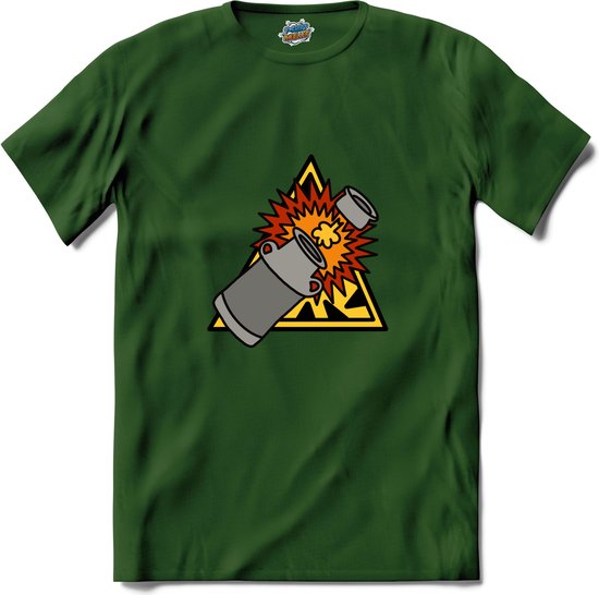 Foto: Carbid bus schieten oud en nieuw melkbus vuurwerk t shirt unisex bottle groen maat s