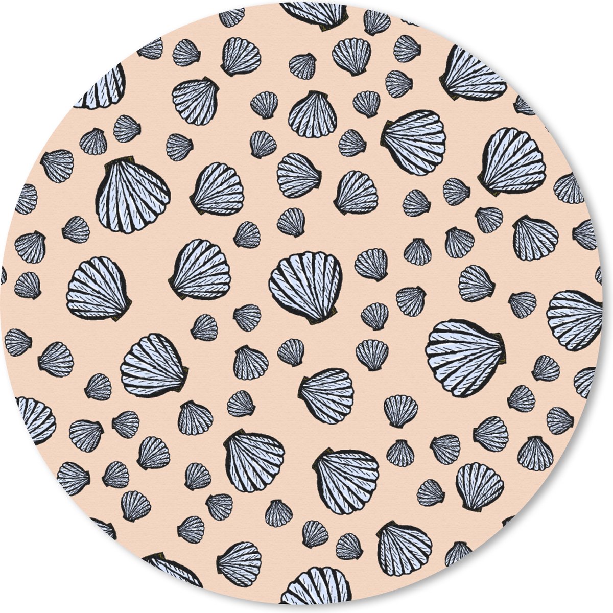 Muismat rond 20x20 cm - Mousepad Schelpen - Strand - Patronen - Ronde muismatten