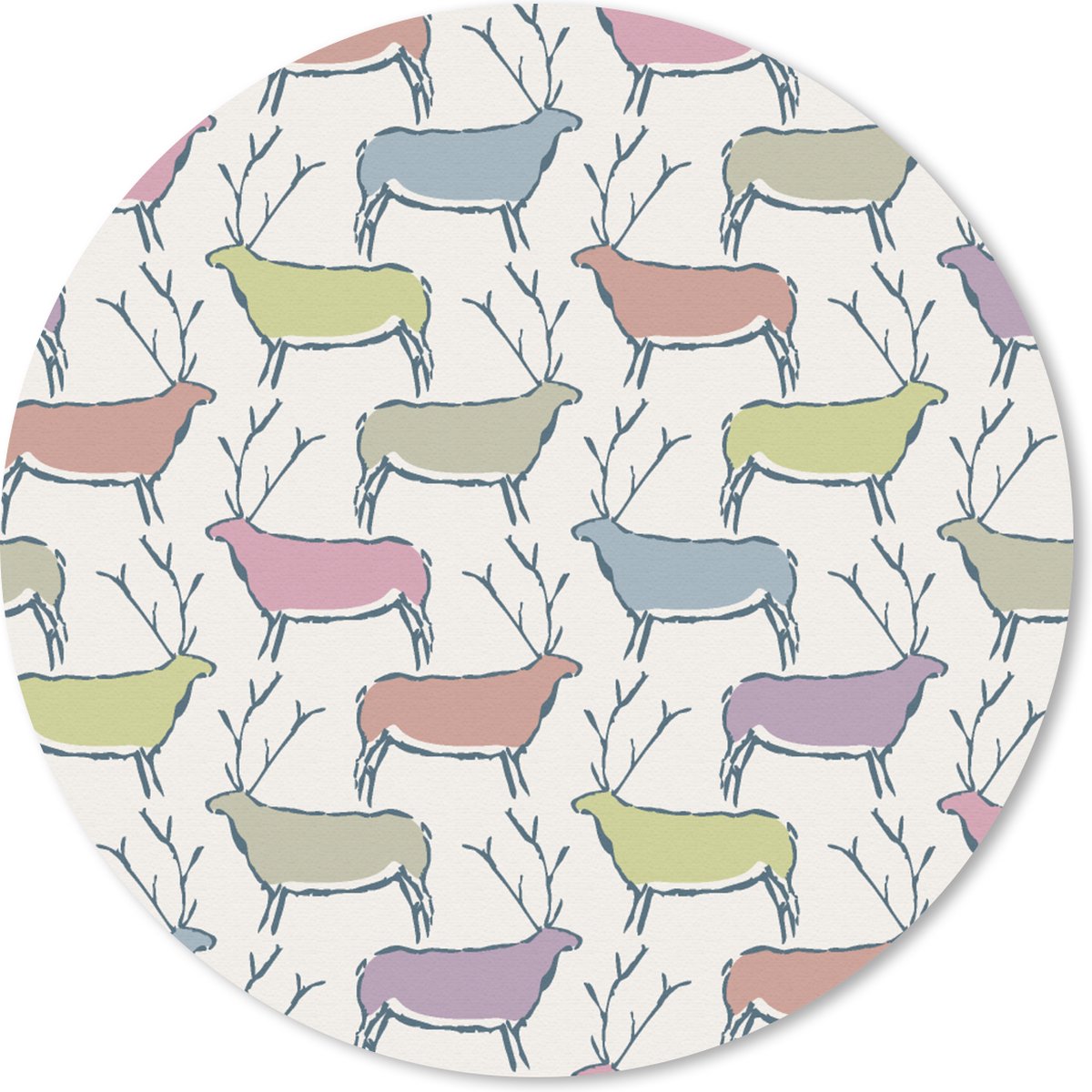 Muismat rond 30x30 cm - Mousepad Patronen - Hert - Beige - Ronde muismatten