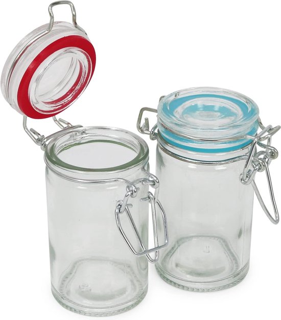 4x mason jars met swing top, wire swing pot met rubberen ring in