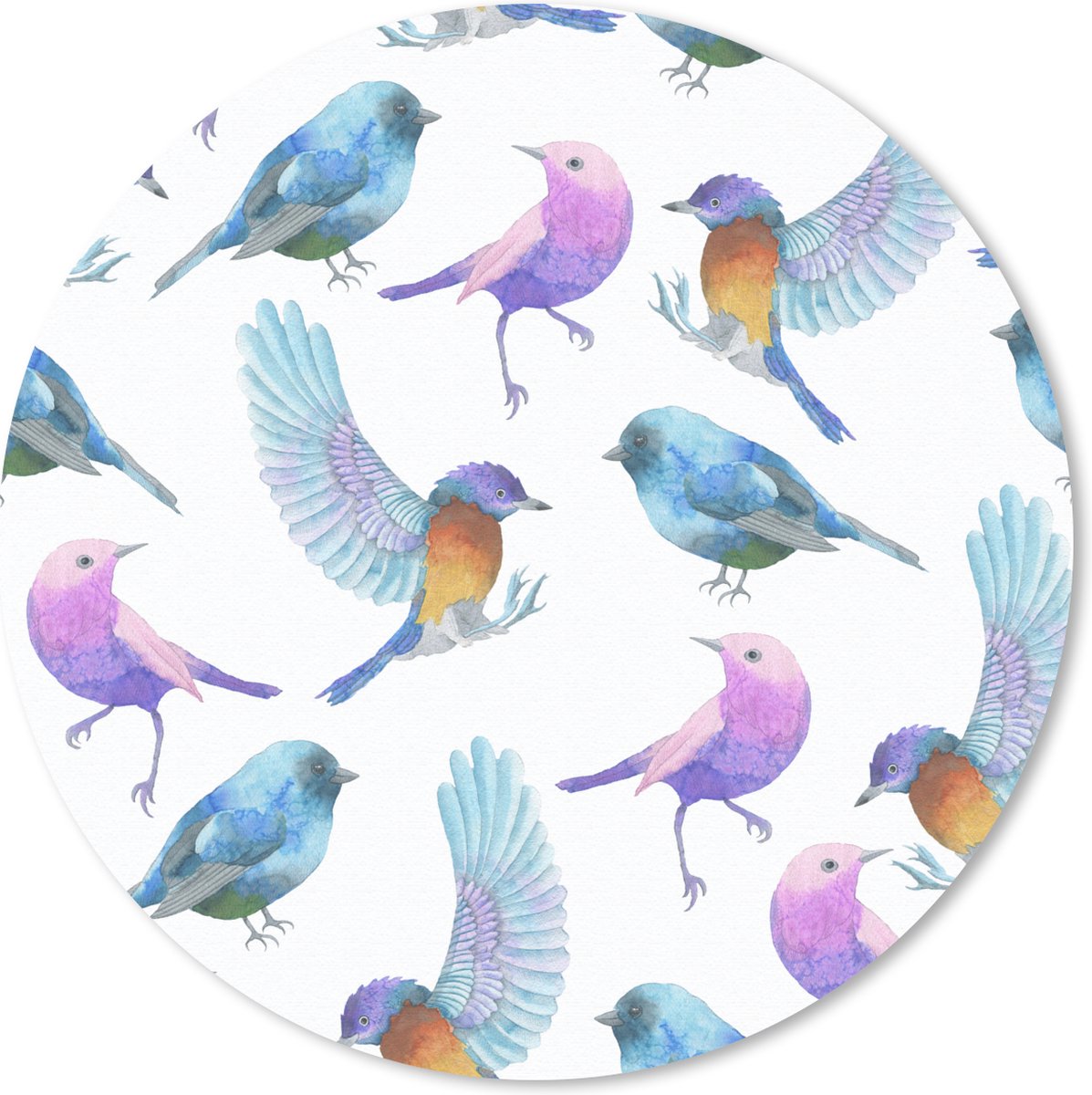 Muismat rond 20x20 cm - Mousepad Design - Meisjes - Kinderen - Vogels - Ronde muismatten