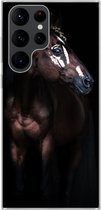 Geschikt voor Samsung Galaxy S22 Ultra hoesje - Paard - Vlekken - Licht - Siliconen Telefoonhoesje