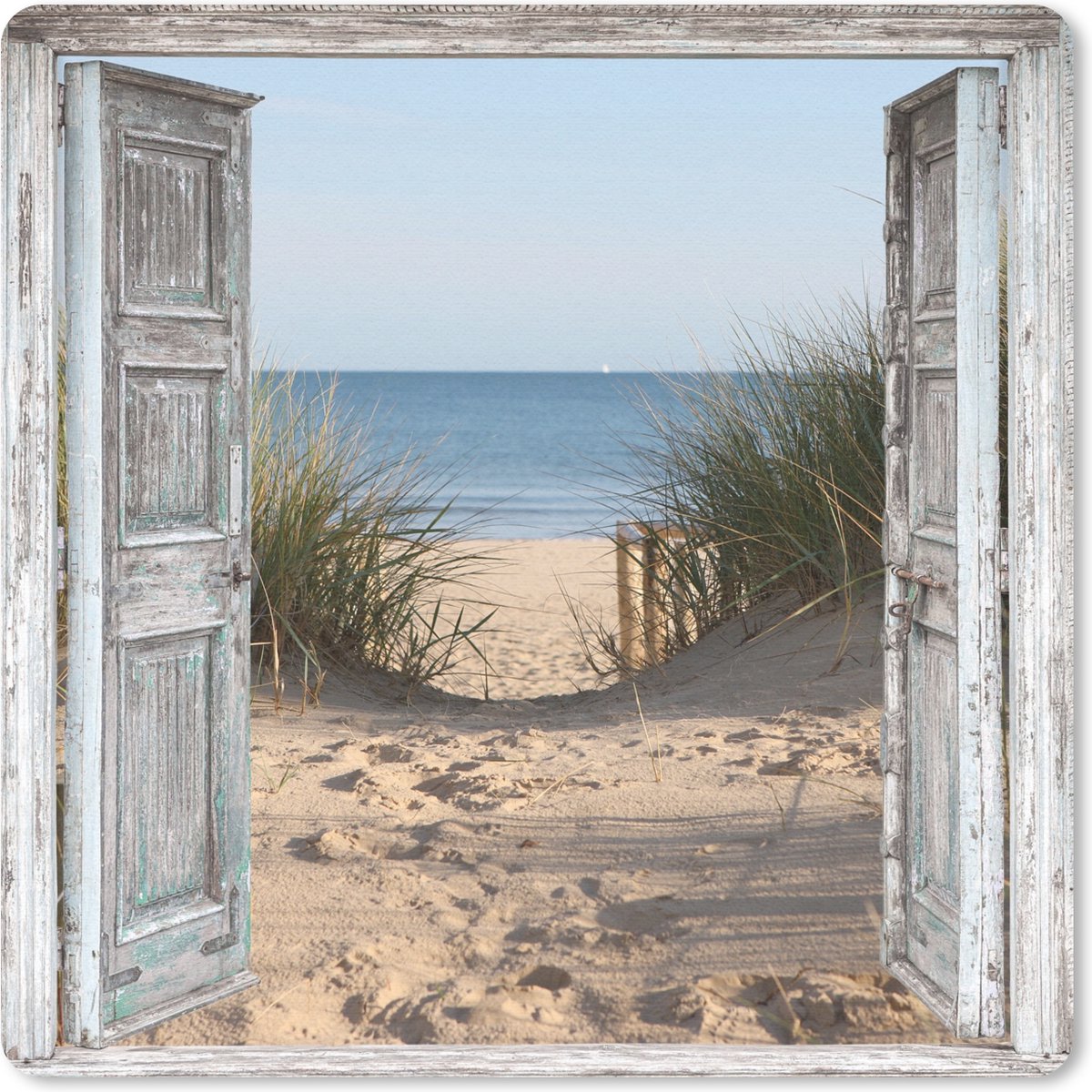 Muismat 20x20 cm - Mousepad Duin - Strand - Doorkijk - Zomer - Muismatten