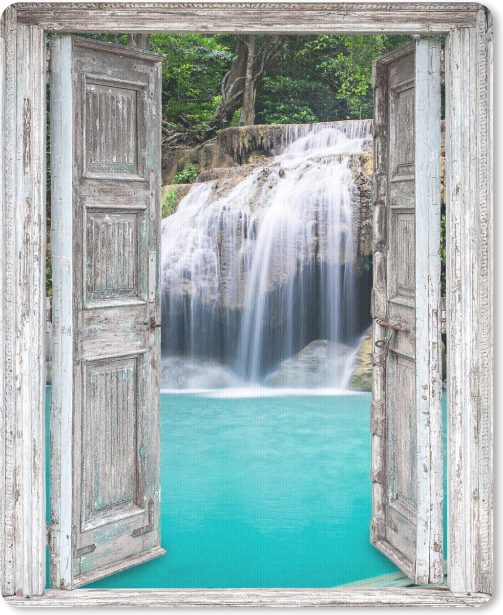 Muismat Groot - Doorkijk - Waterval - Natuur - Landschap - 30x40 cm - Mousepad - Muismat