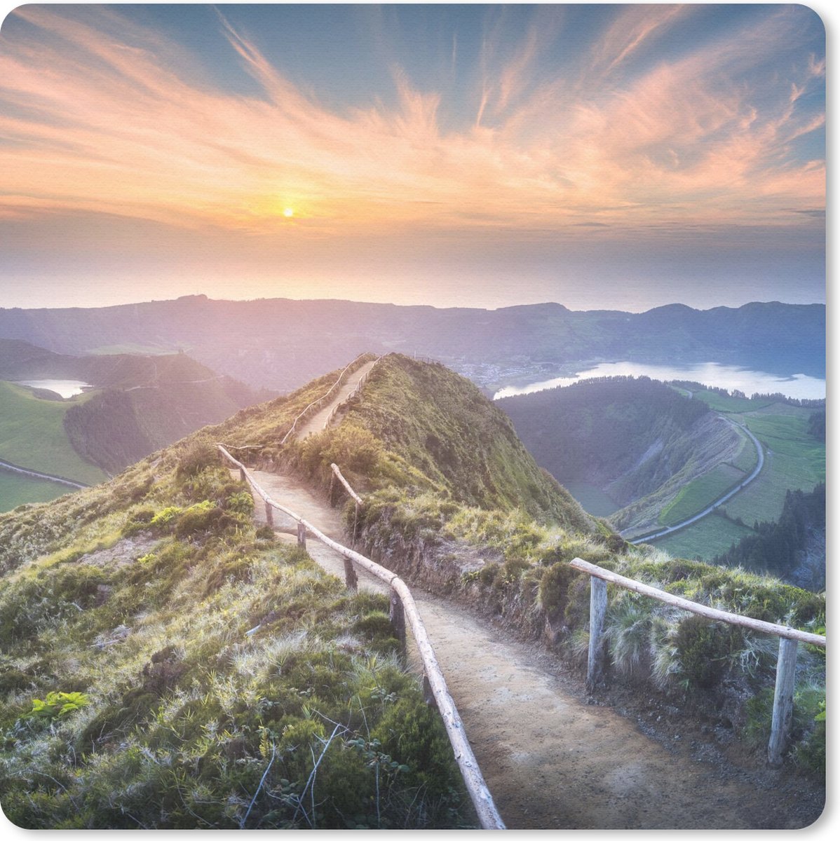 Muismat 30x30 cm - Mousepad Bergen - Zon - Natuur - Muismatten