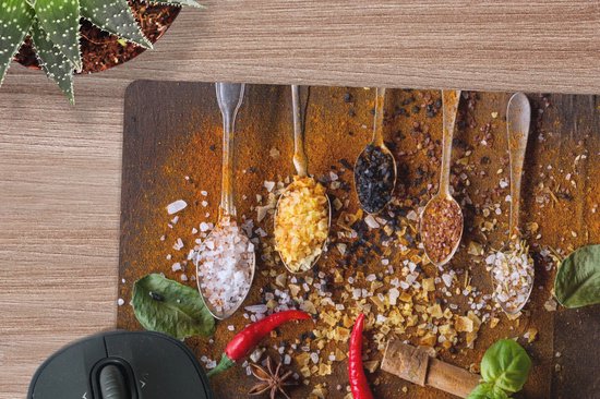 Muismat 23x19 cm - Mousepad Lepels - Kruiden - Chilipeper - Specerijen - Zout - Muismatten