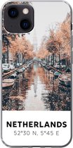 Geschikt voor iPhone 13 hoesje - Nederland - Amsterdam - Gracht - Herfst - Siliconen Telefoonhoesje